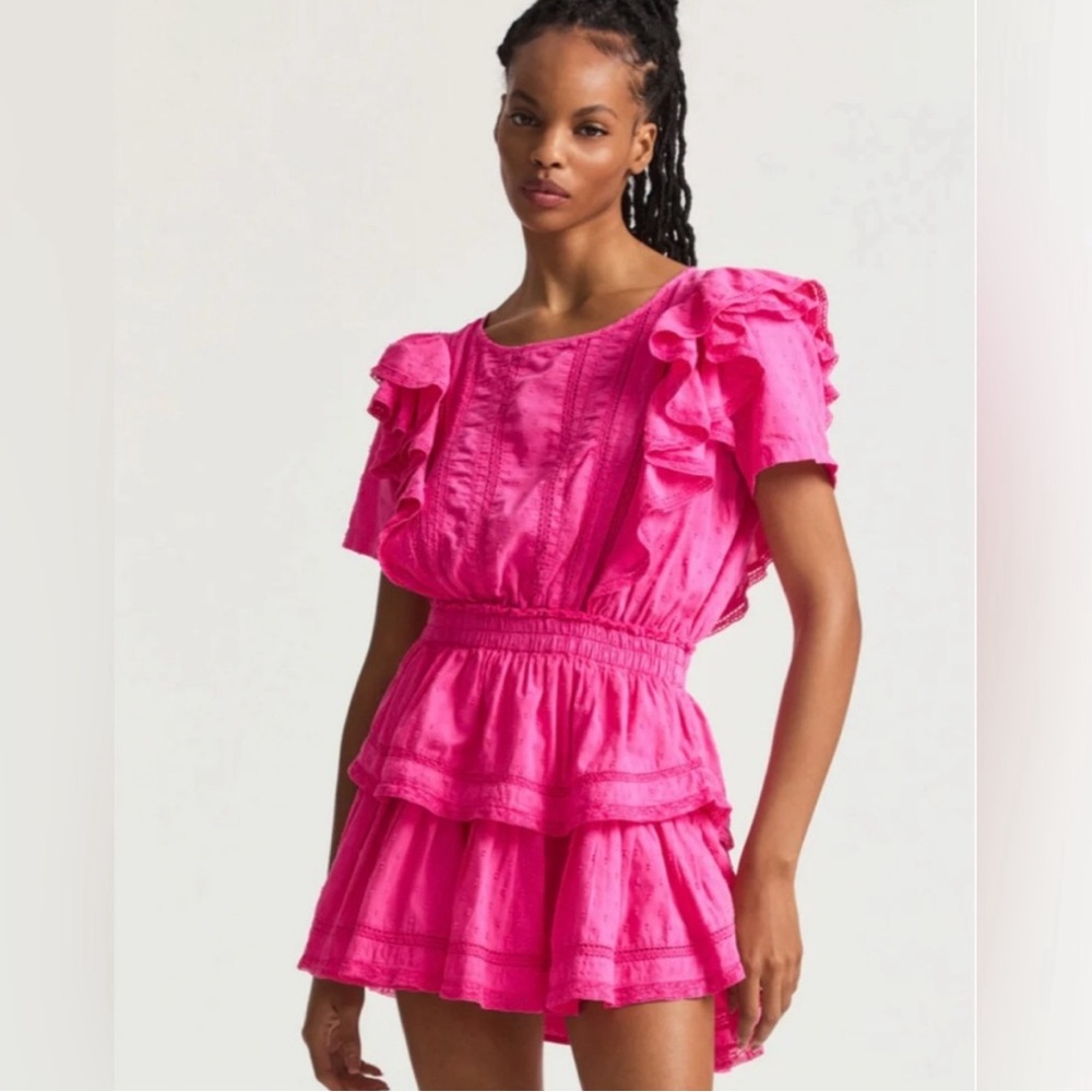 Hot Pink LoveShackFancy Natasha dress NWOT